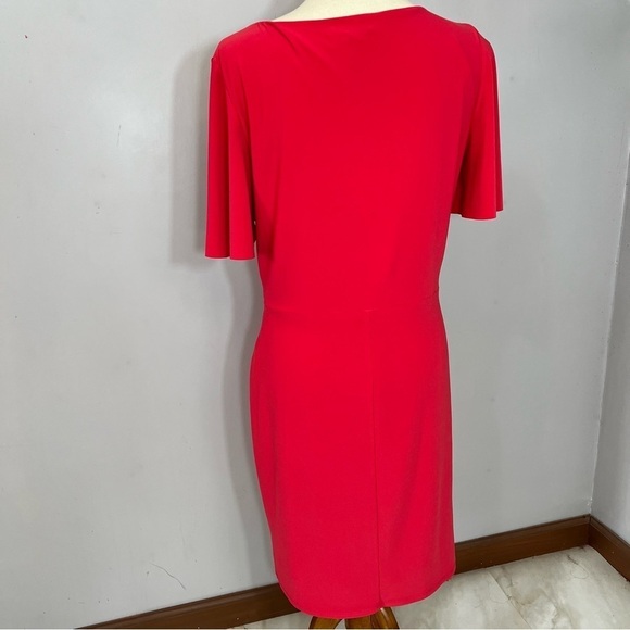 Ralph Lauren coral red bodycon midi dress short sleeve business casual everyday - Picture 7 of 16